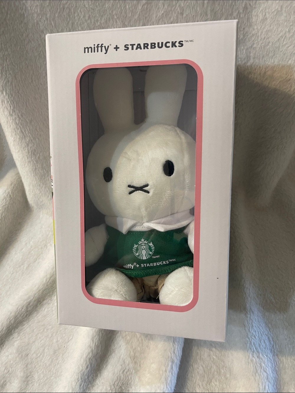 Starbucks White Miffy Plush Bunny with Green Apron